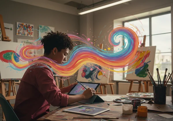 Person expressing creativity through art or design