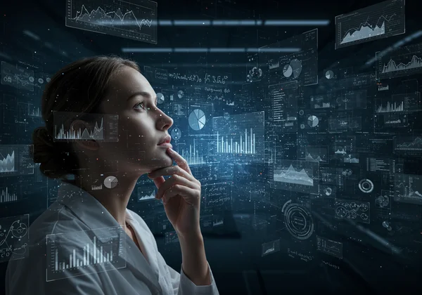 Person deeply focused on data, research, problem-solving