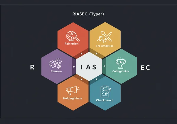 Visão geral visual dos tipos de Código Holland RIASEC