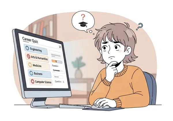 Student contemplating college major choices