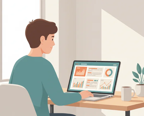 Person reviewing aptitude test results on laptop