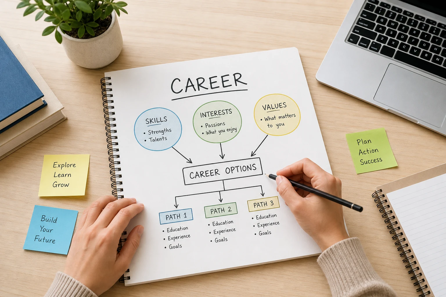 Career map on a desk