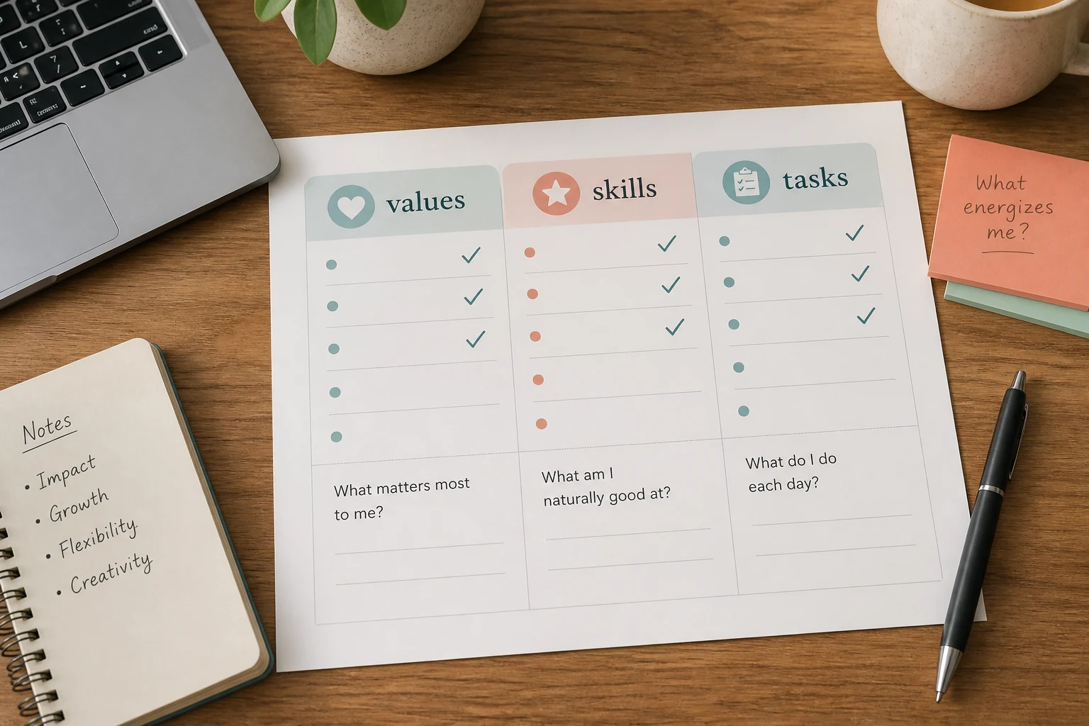 Work values and skills notes
